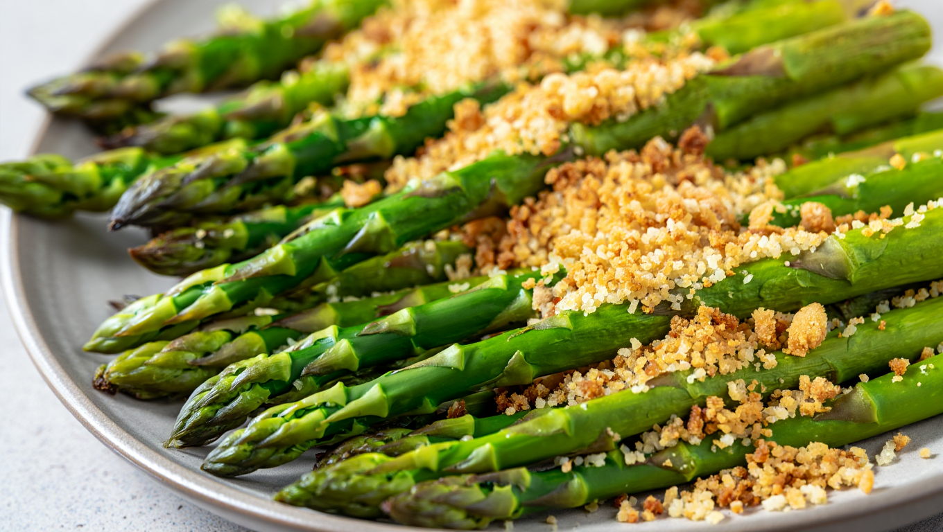 Air Fryer Crispy Roasted Asparagus with Breadcrumbs
