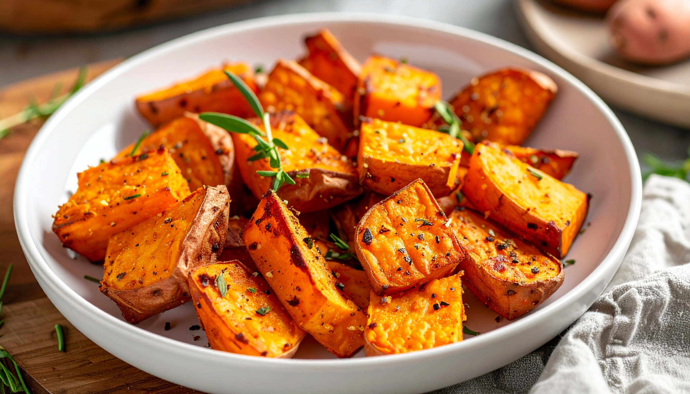 Air Fryer Crispy Roasted Sweet Potatoes