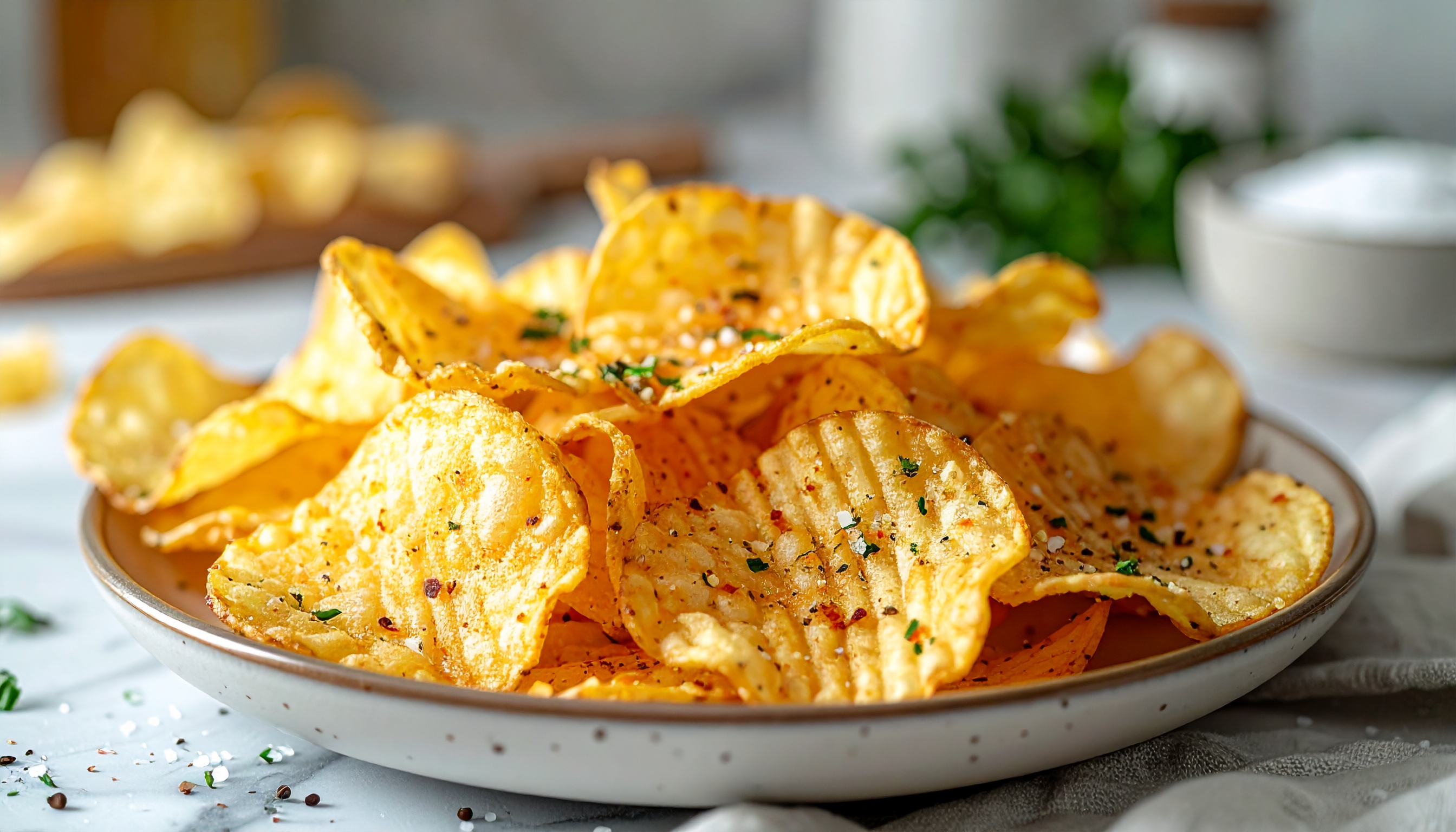 Air Fryer Crispy Salt and Vinegar Potato Chips