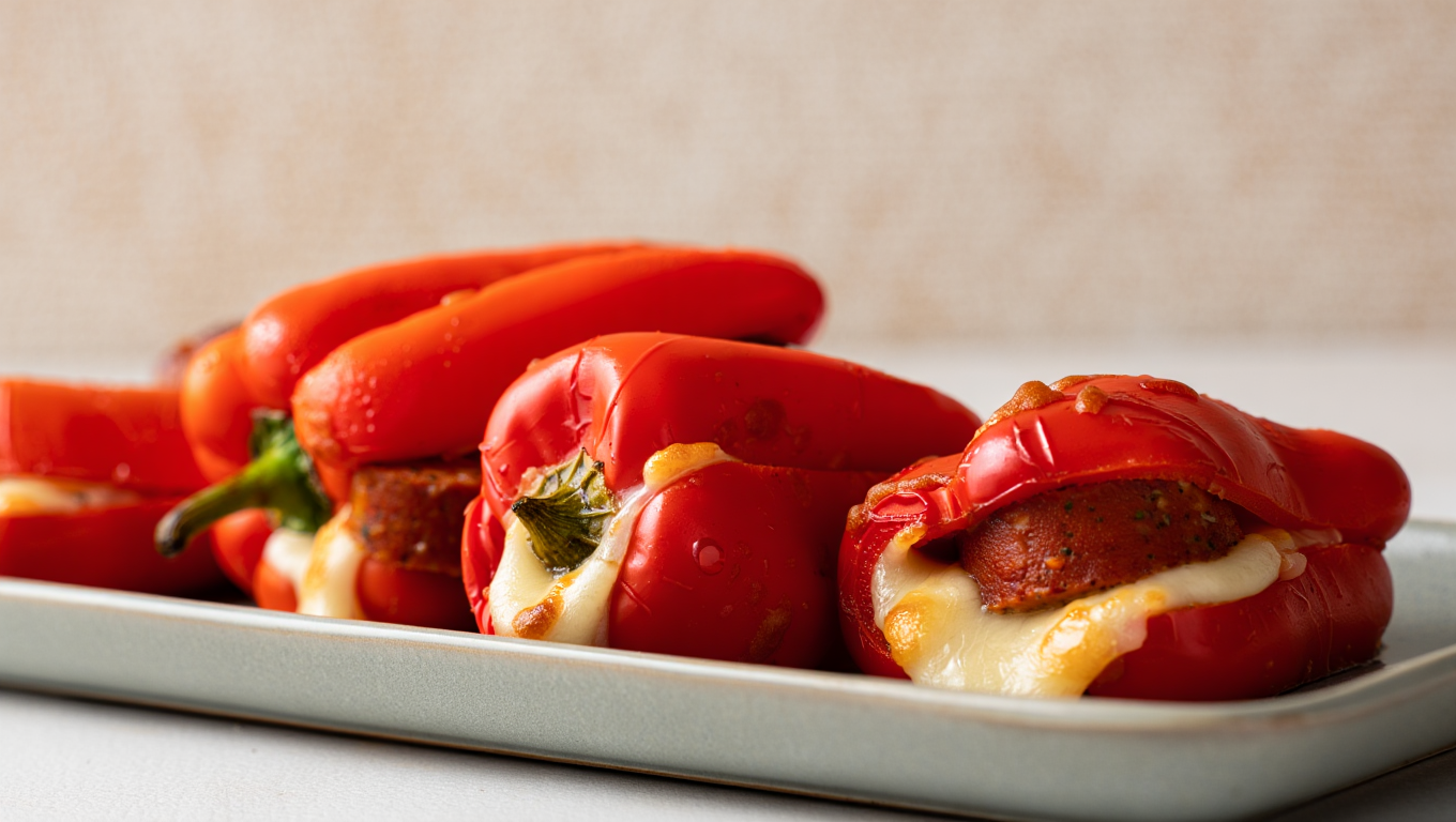 Air Fryer Mini Stuffed Peppers with Cheese and Sausage