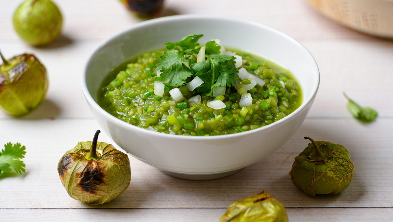 Air Fryer Roasted Salsa Verde with Tomatillos