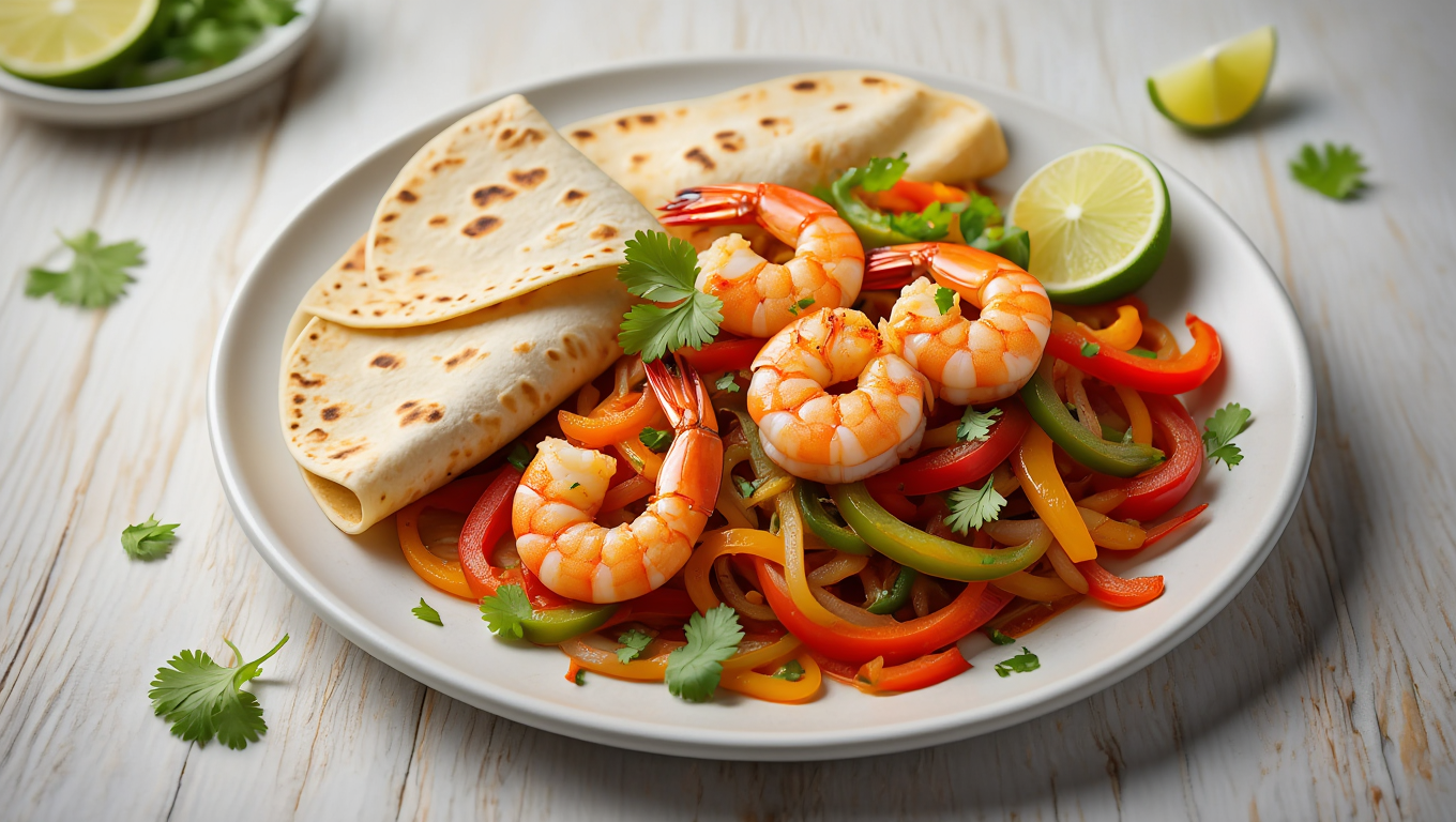 Air Fryer Shrimp Fajitas with Warm Tortillas