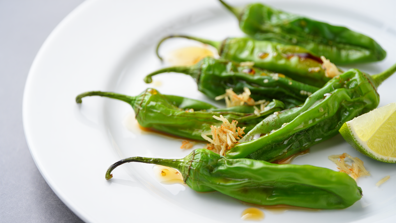 Air Fryer Soy-Ginger Shishito Peppers with Lime and Honey