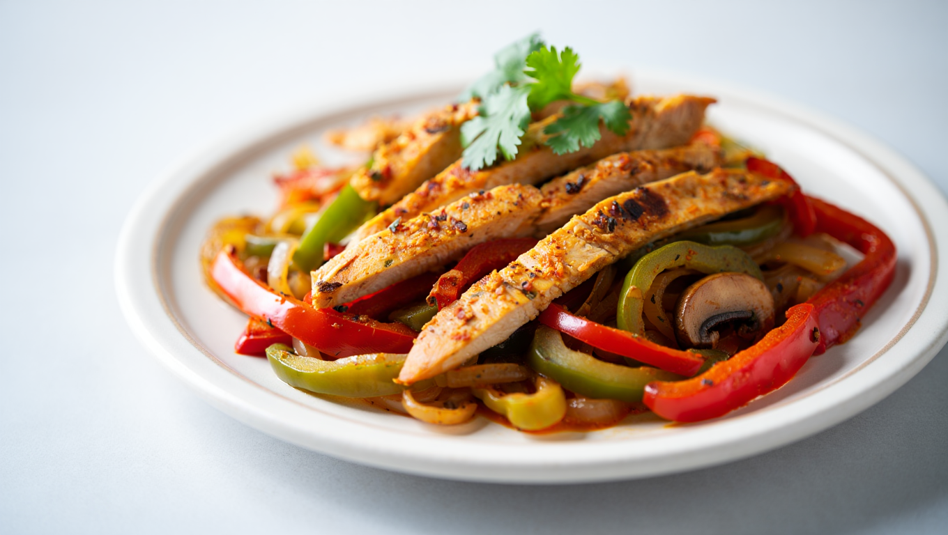 Air Fryer Spicy Turkey Fajitas with Sautéed Veggies