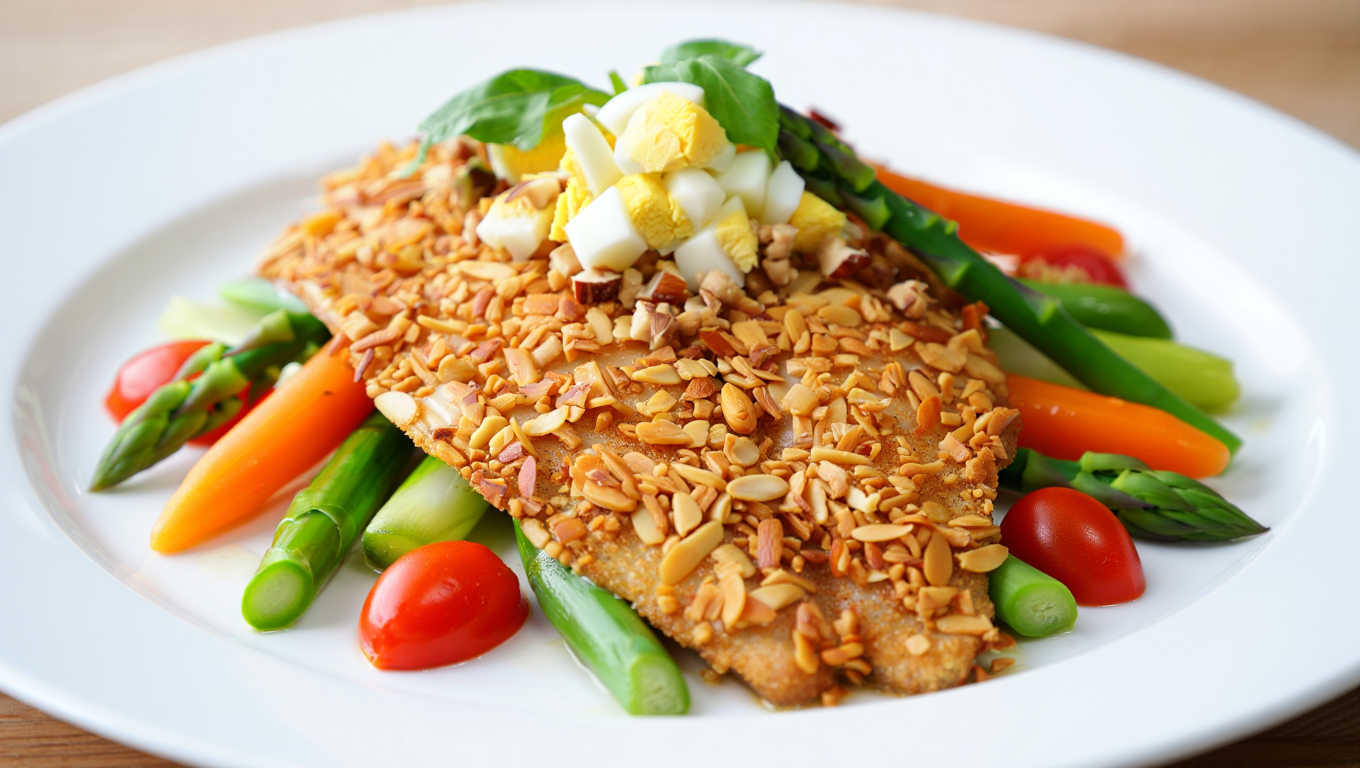 Almond-Crusted Tilapia with Veggies
