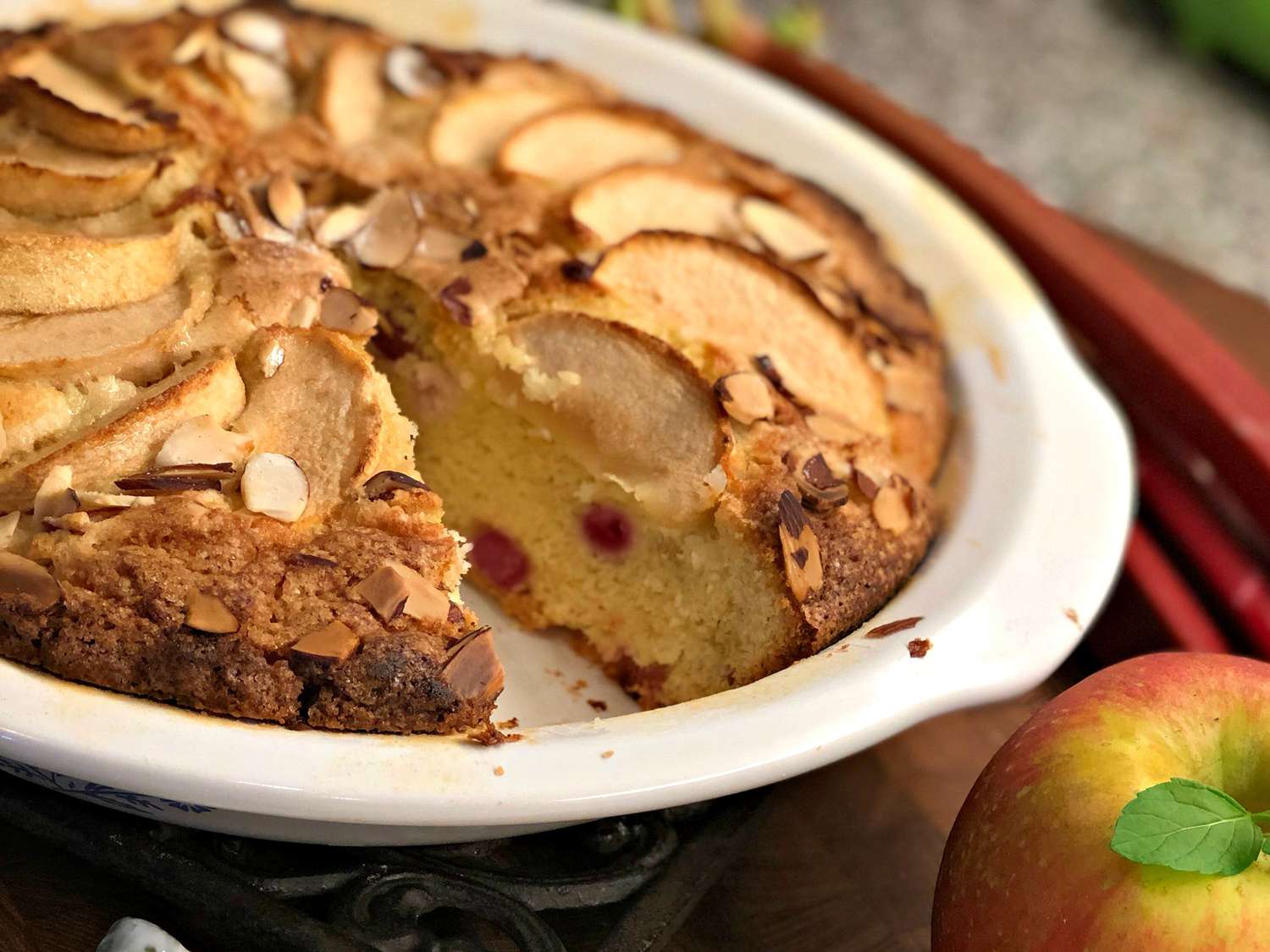 Apple Rhubarb Cake with Almonds