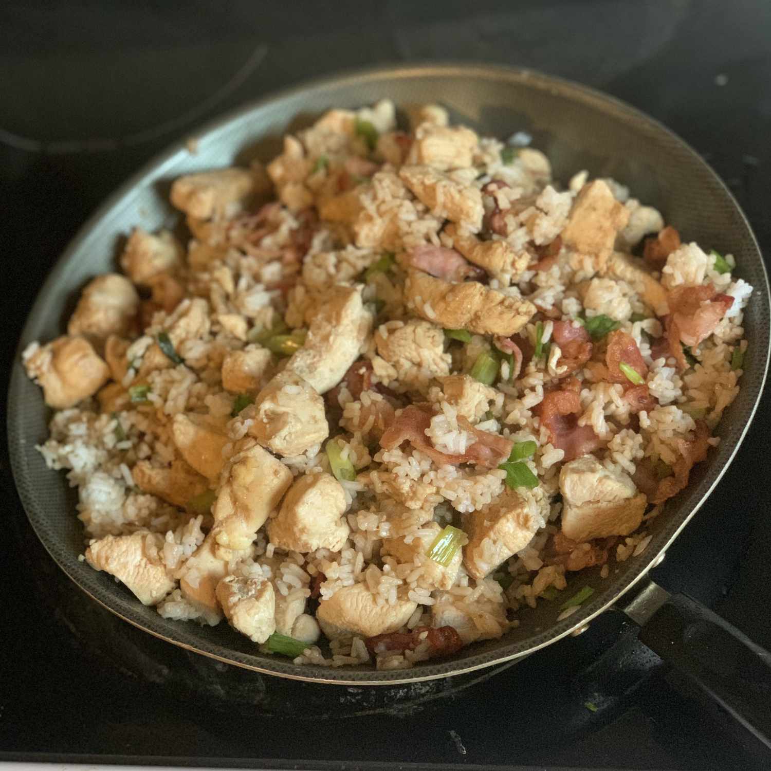 Bacon and Chicken Stir-Fried Rice
