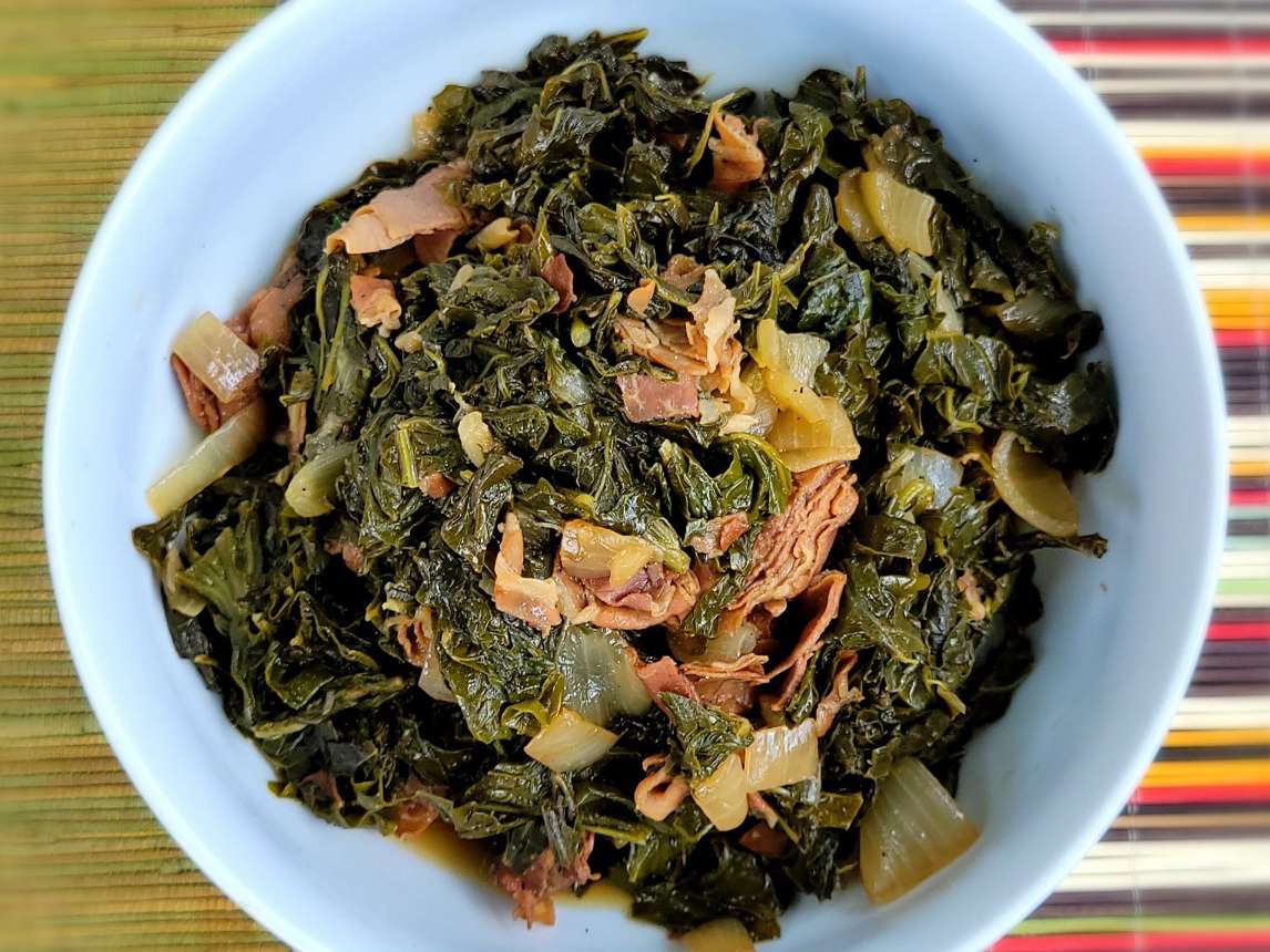 Bacon Infused Turnip Greens