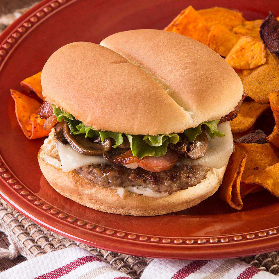Bacon, Mushroom, and Swiss Burger