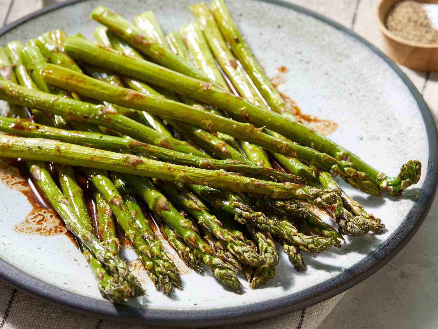 Baked Asparagus with Soy-Balsamic Butter Sauce