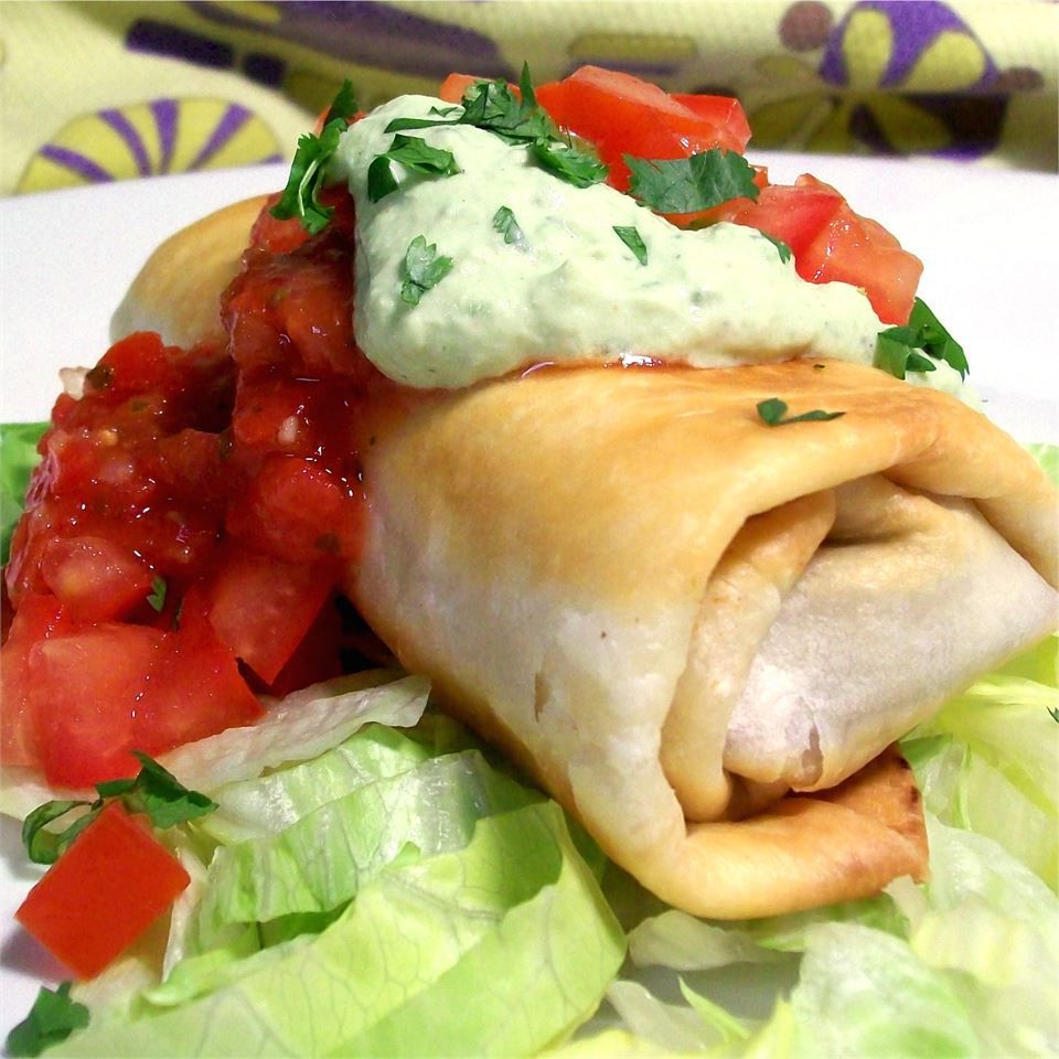 Baked Beef and Bean Chimichangas