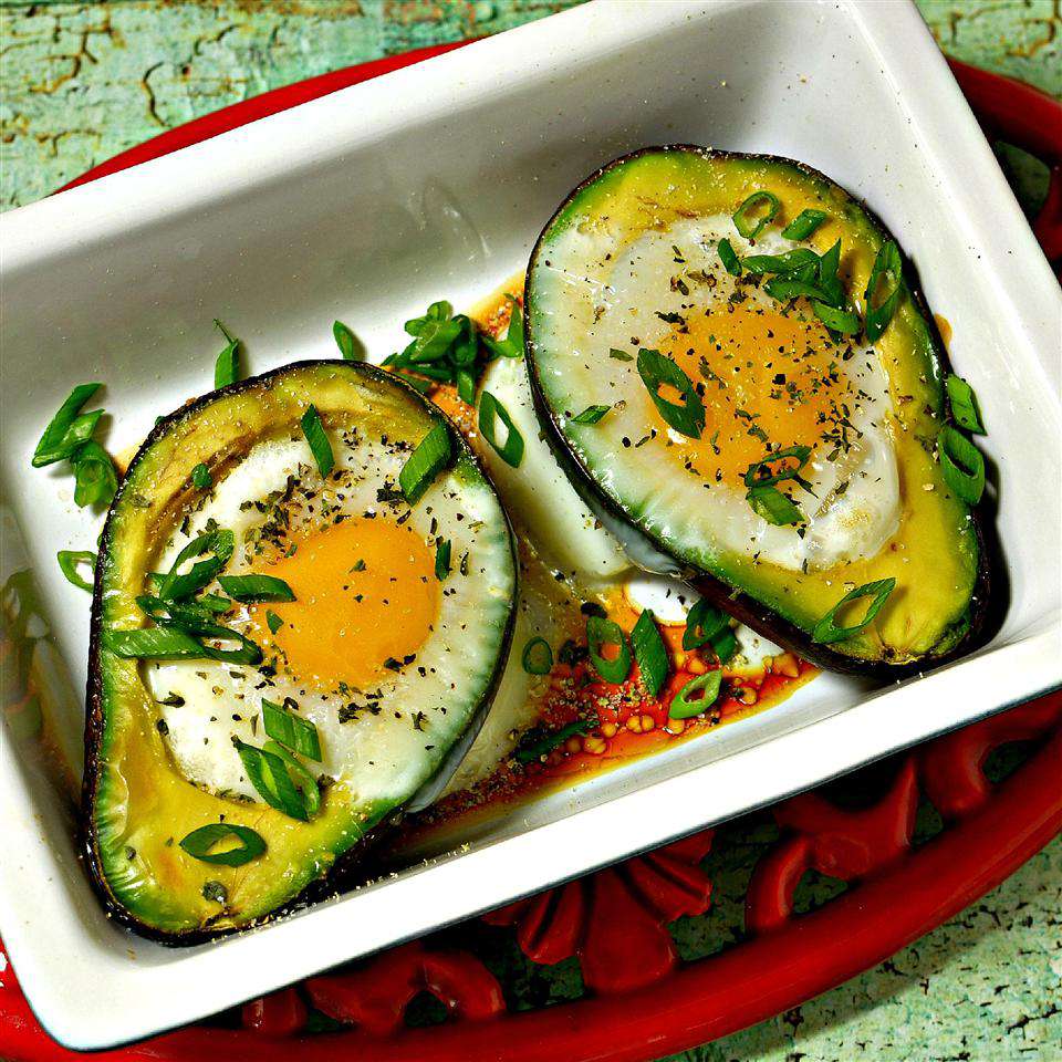 Baked Eggs in Avocado with Bacon