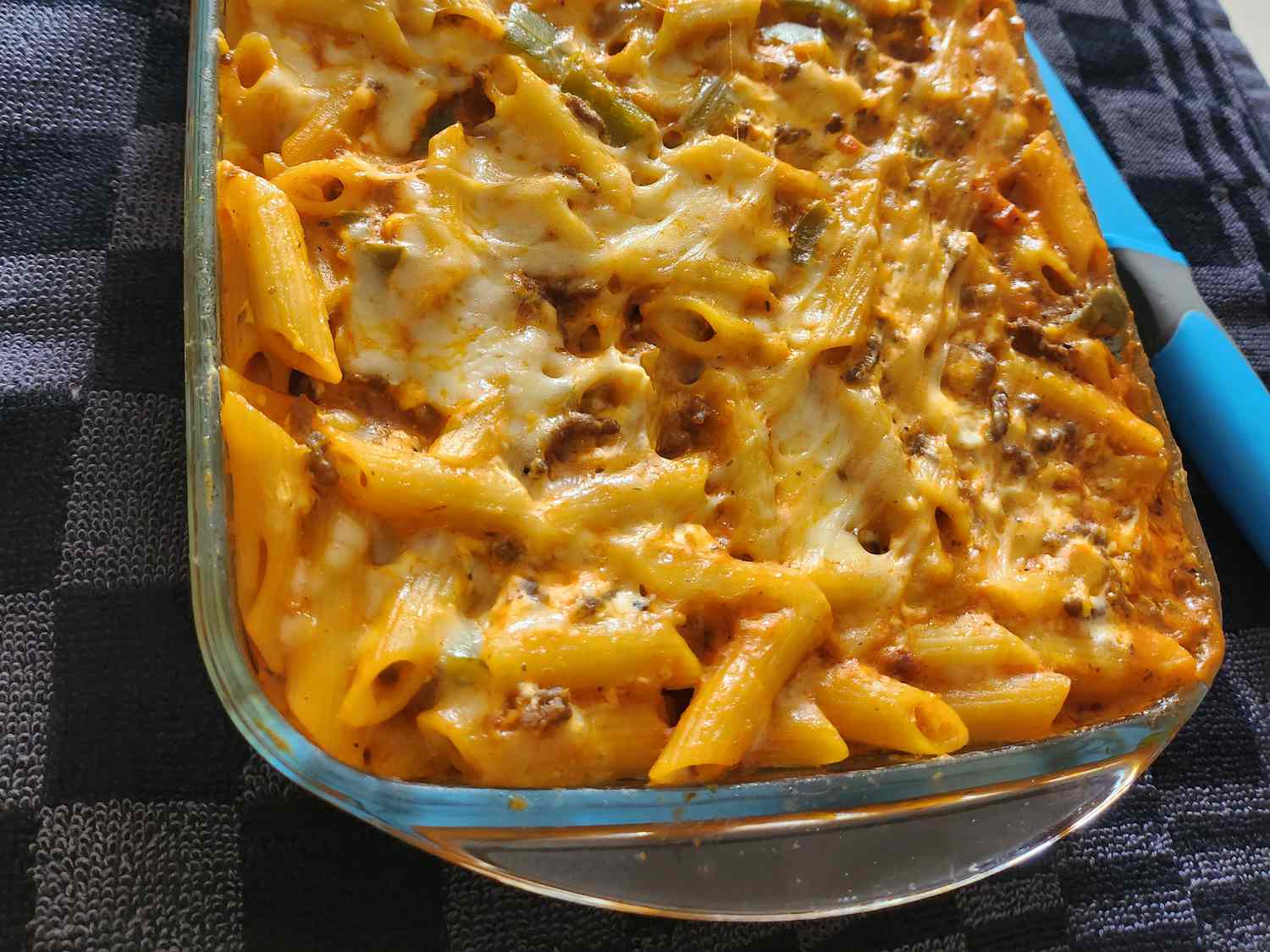 Baked Penne with Ground Beef and Mozzarella