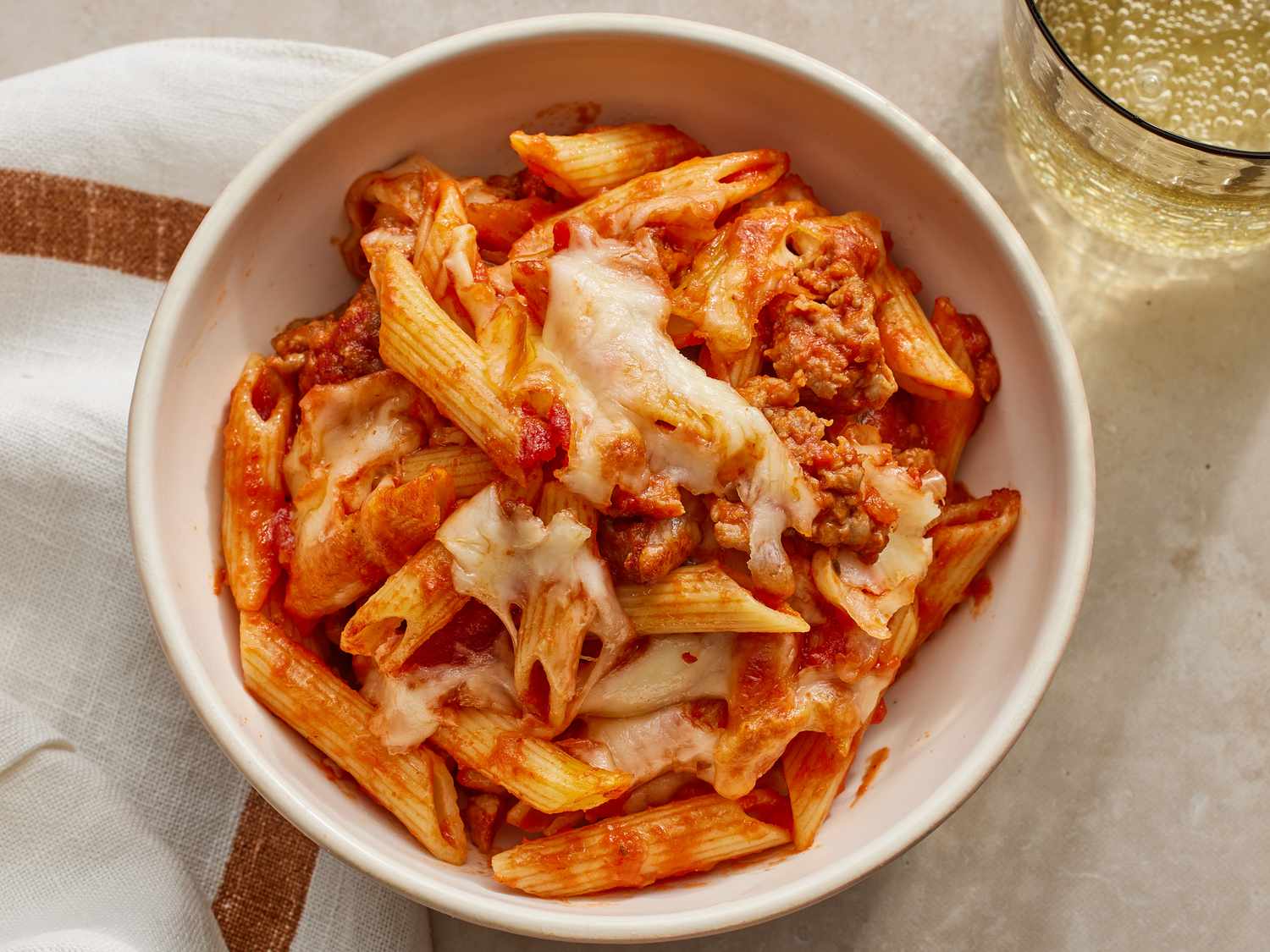 Baked Penne with Sausage and Mozzarella