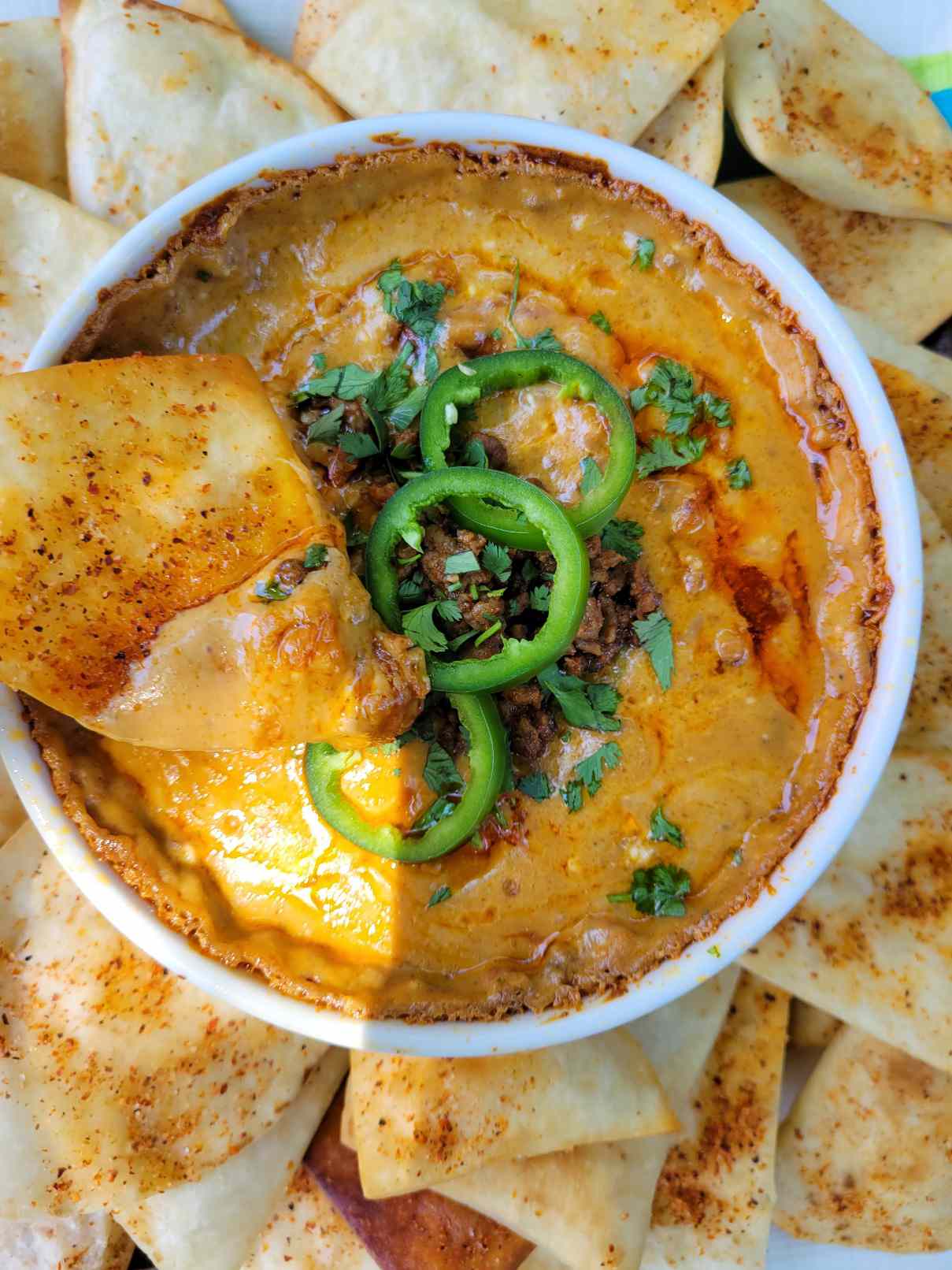 Baked Queso Dip with Beef and Cheese