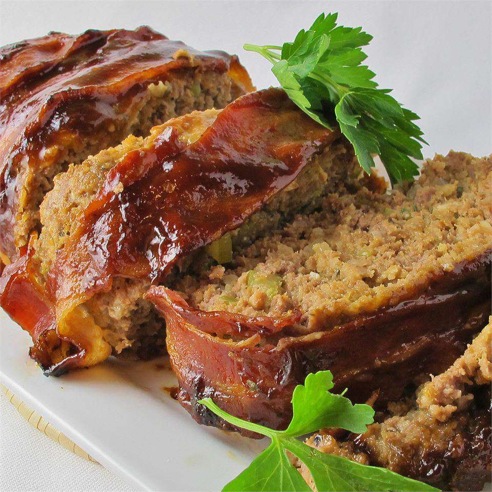 BBQ Bacon-Wrapped Meatloaf with Barbecue Sauce