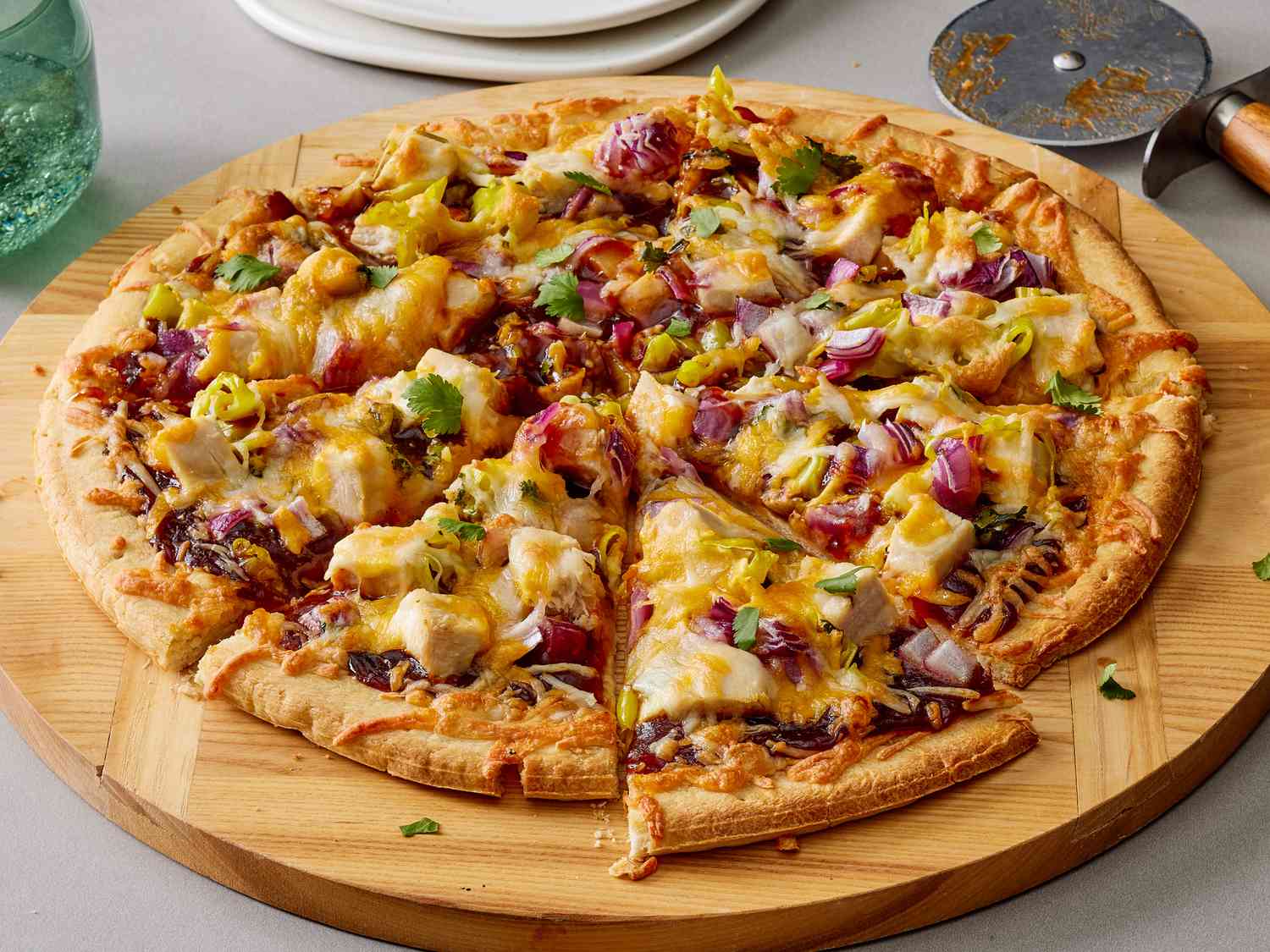 BBQ Chicken and Colby-Jack Pizza