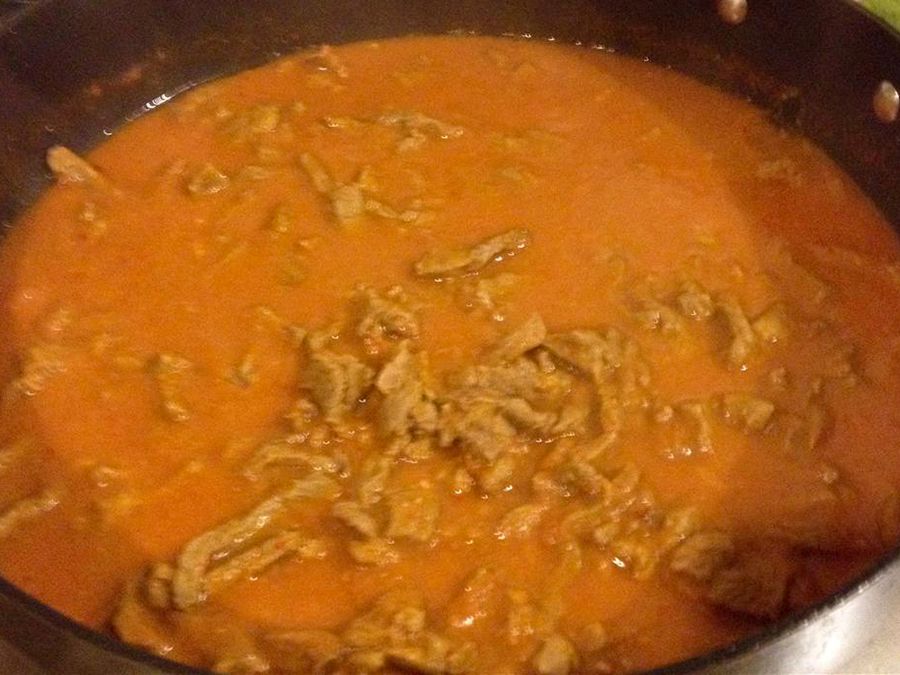 Beef in Chile Rojo Sauce