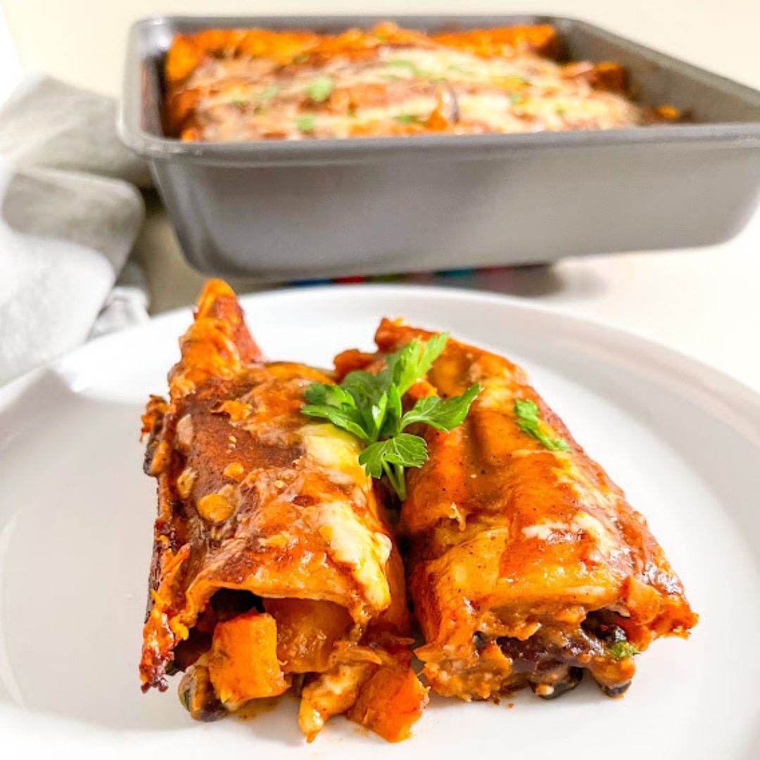 Black Bean and Butternut Squash Enchilada Bake