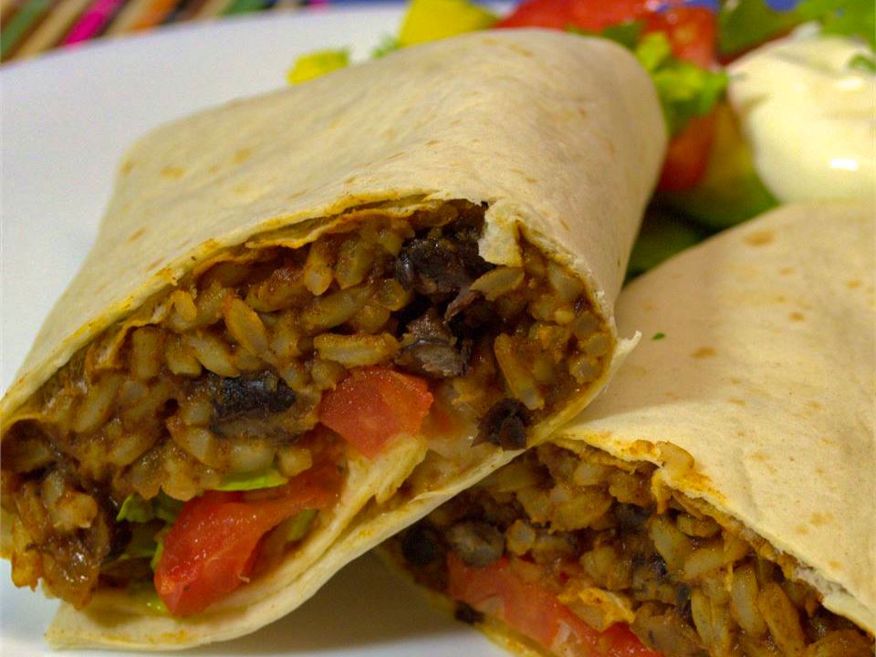 Black Bean and Rice Burritos with Custom Toppings