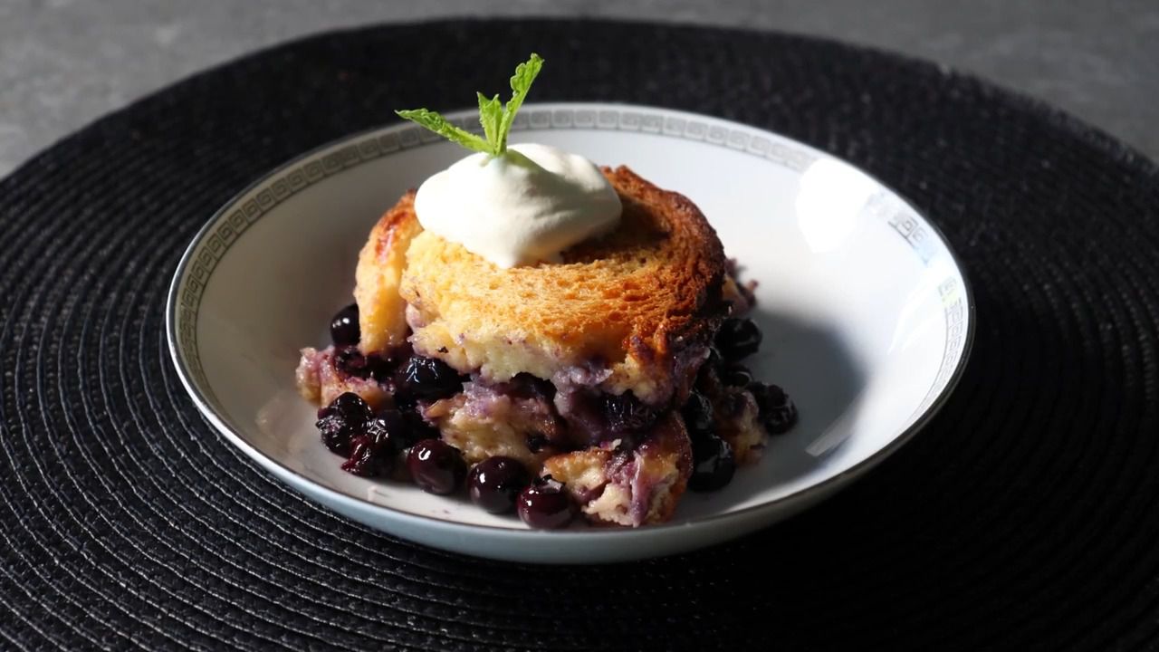 Blueberry Bread Pudding Delight