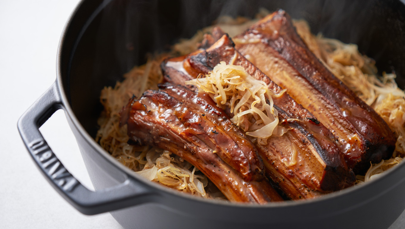 Braised Baby Back Ribs with Sauerkraut