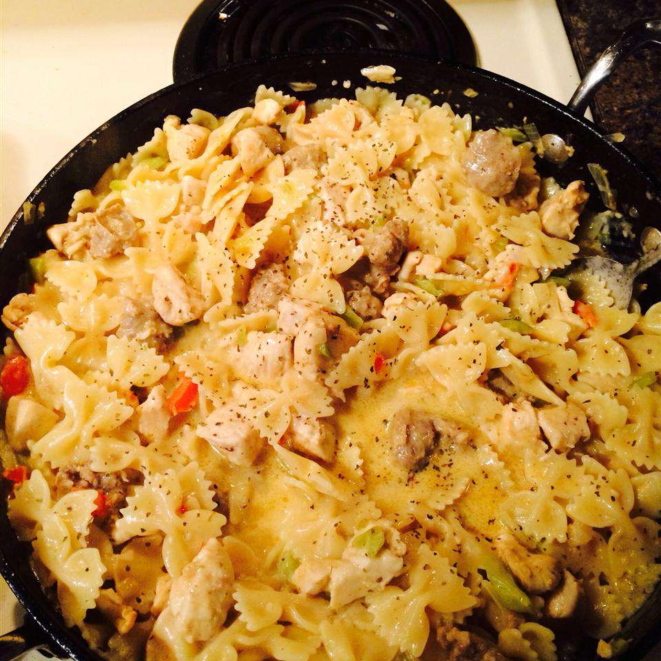 Cajun Chicken Sausage Pasta Bake