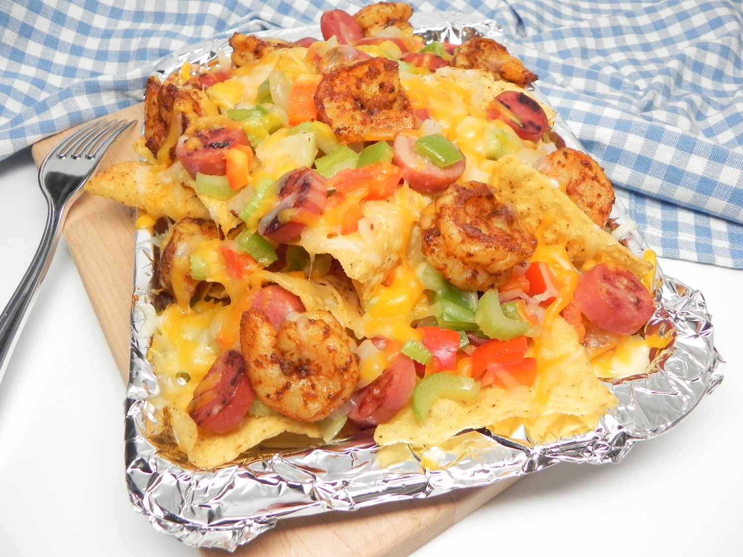 Cajun Shrimp Andouille Nachos