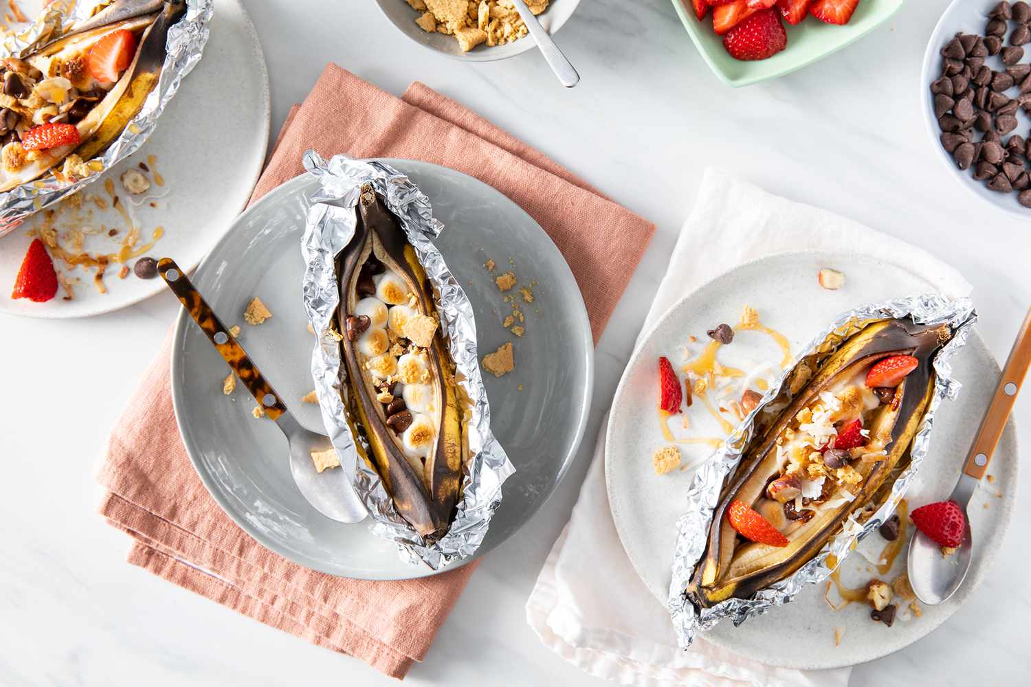 Campfire Banana Boats with Marshmallows and Chocolate Chips