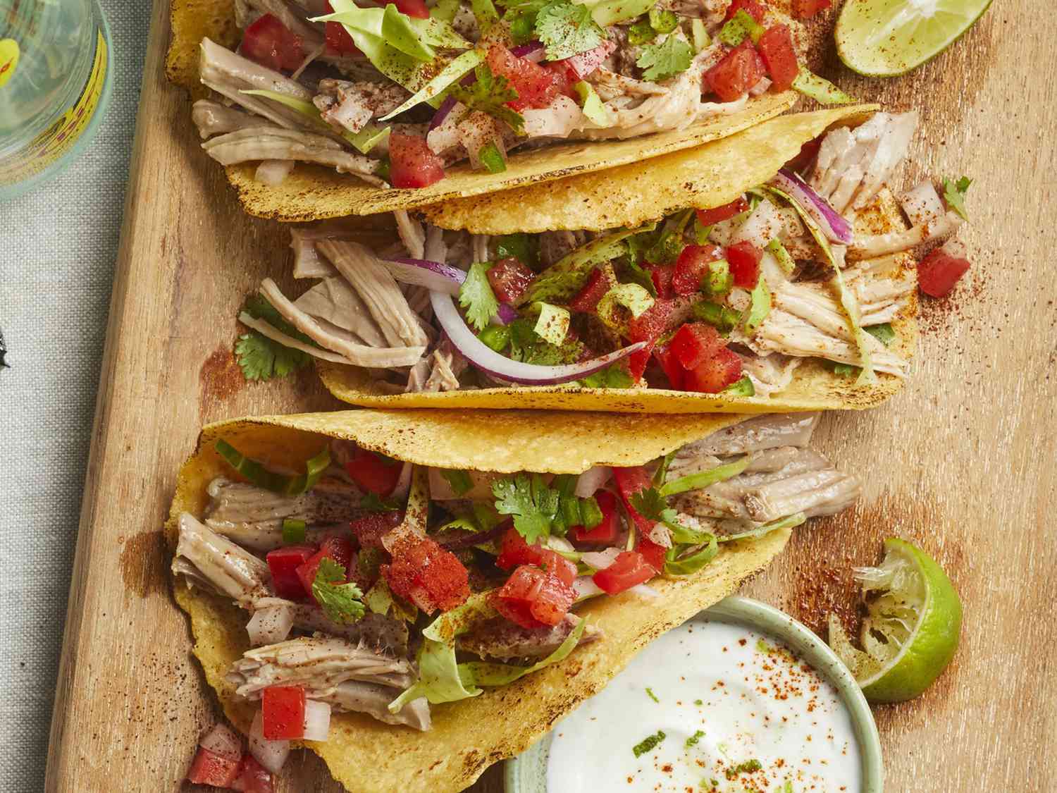 Carnitas Tacos with Lime Crema
