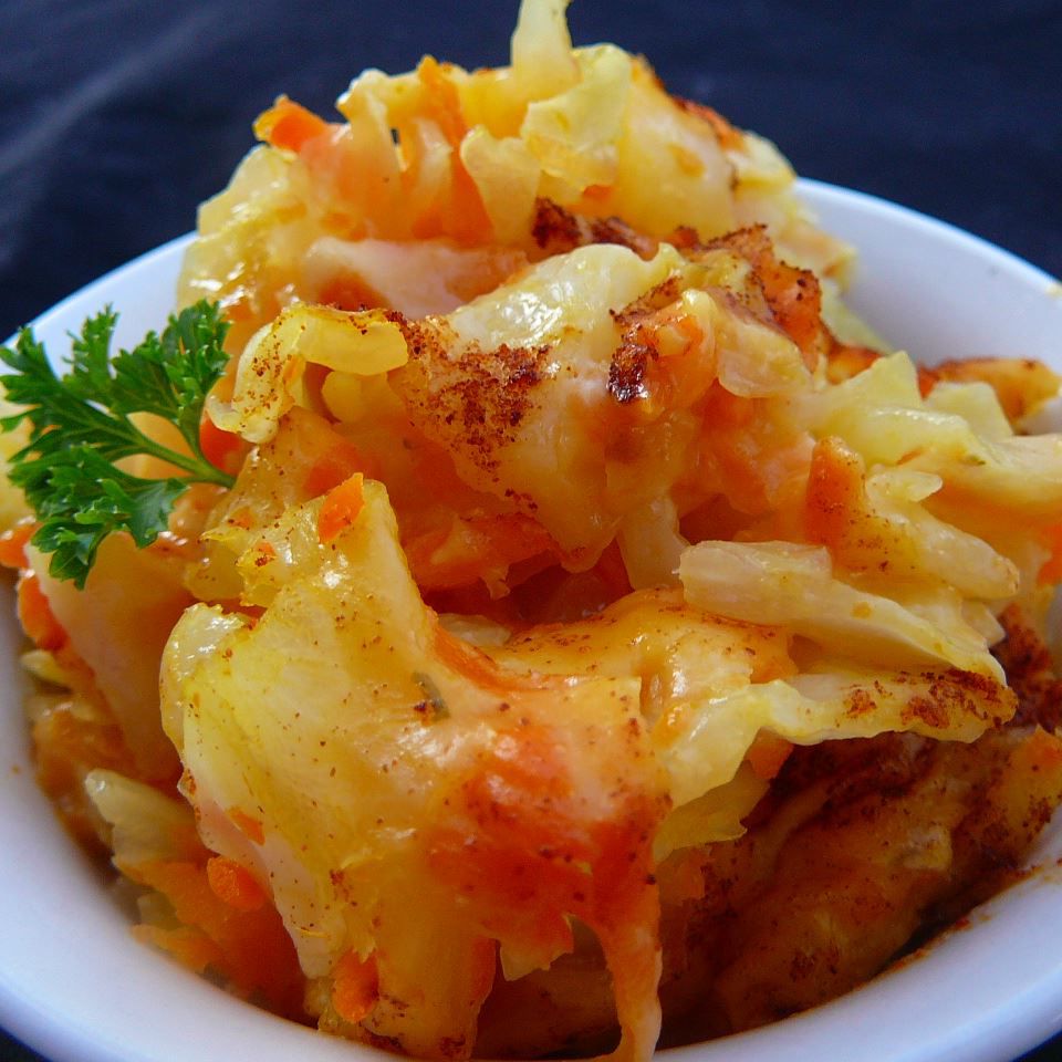 Cheddar Cabbage Carrot Bake
