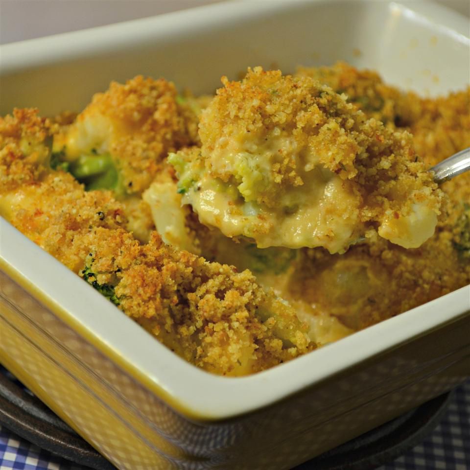Cheesy Broccoli and Cauliflower Gratin
