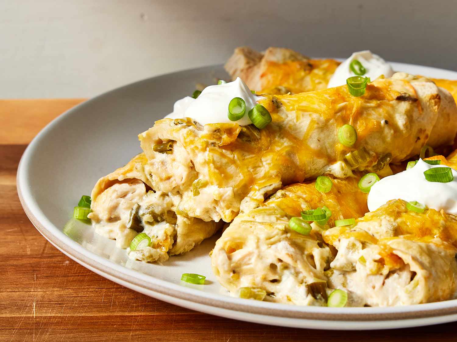 Cheesy Chicken Enchiladas with Flour Tortillas