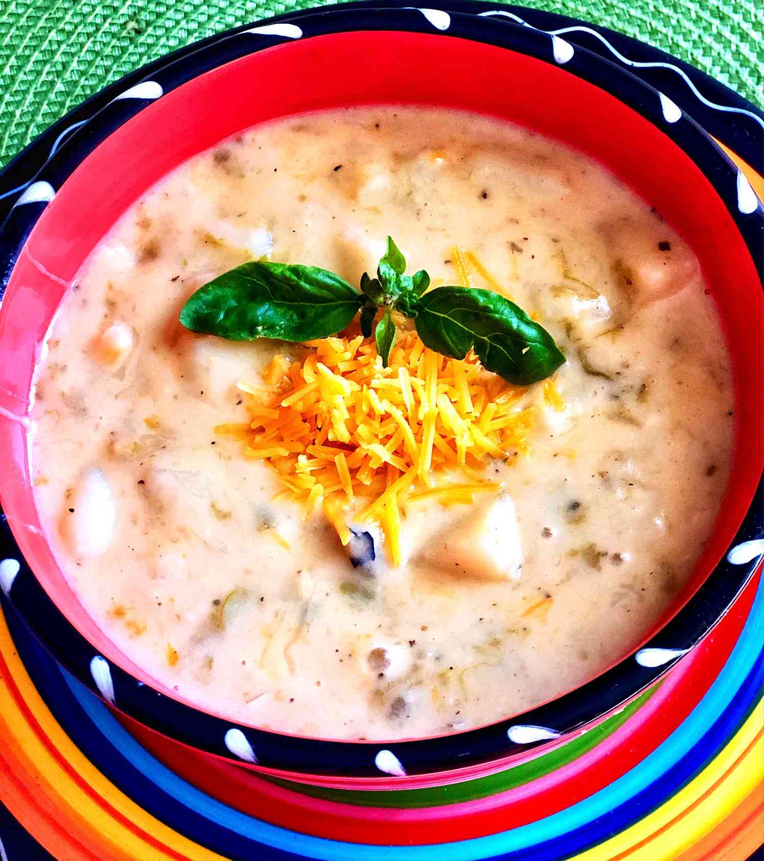Cheesy Potato Green Chile Soup