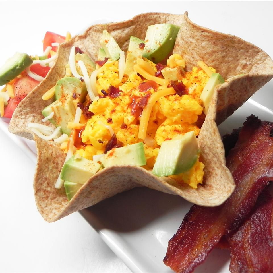 Cheesy Scrambled Egg Avocado Bowl