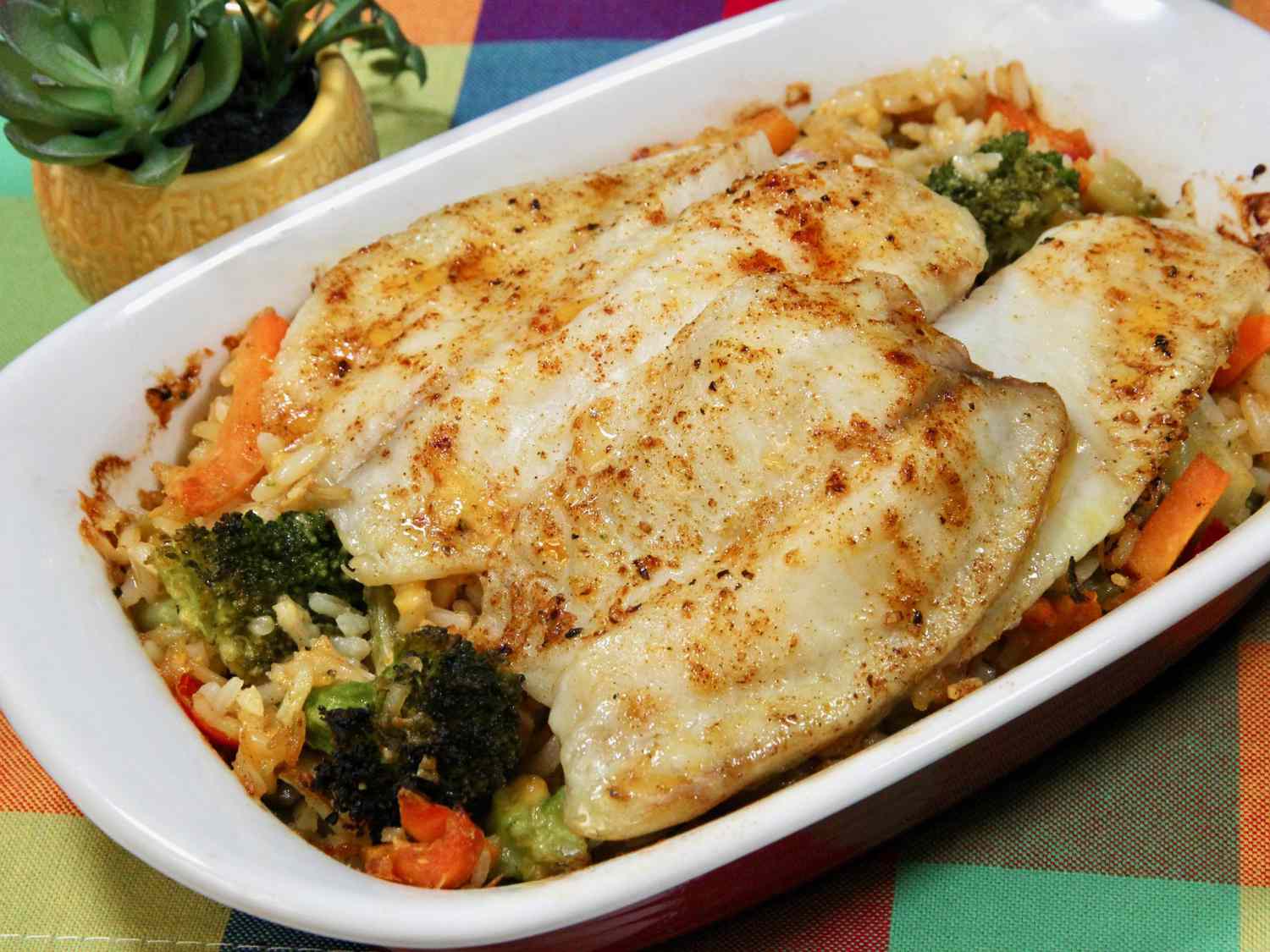 Cheesy Tilapia Rice Casserole