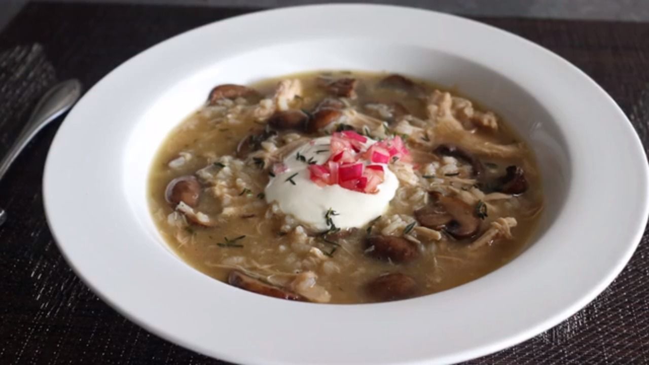Chicken and Mushroom Rice Soup