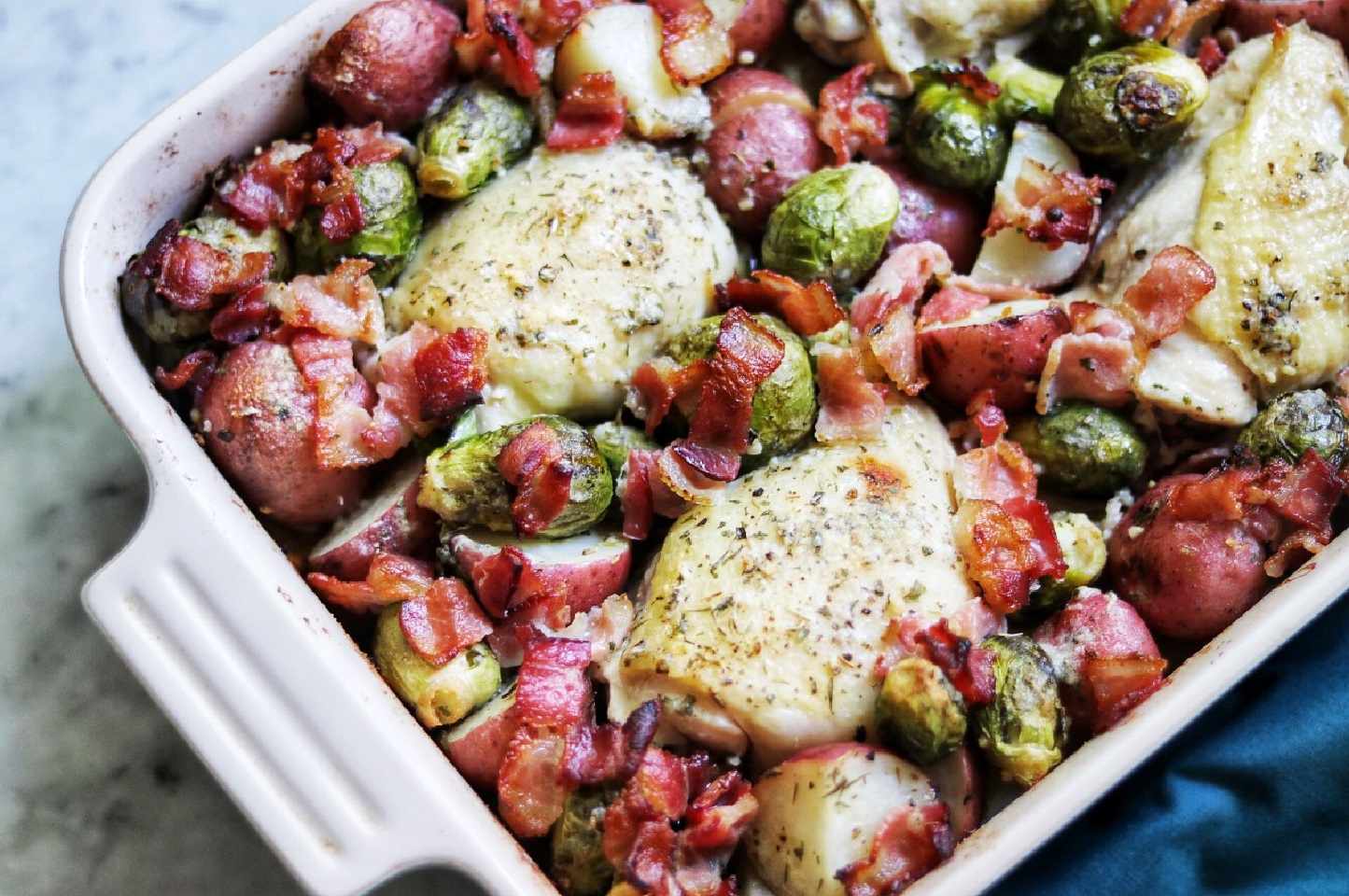 Chicken Bacon Brussels Sprouts Skillet