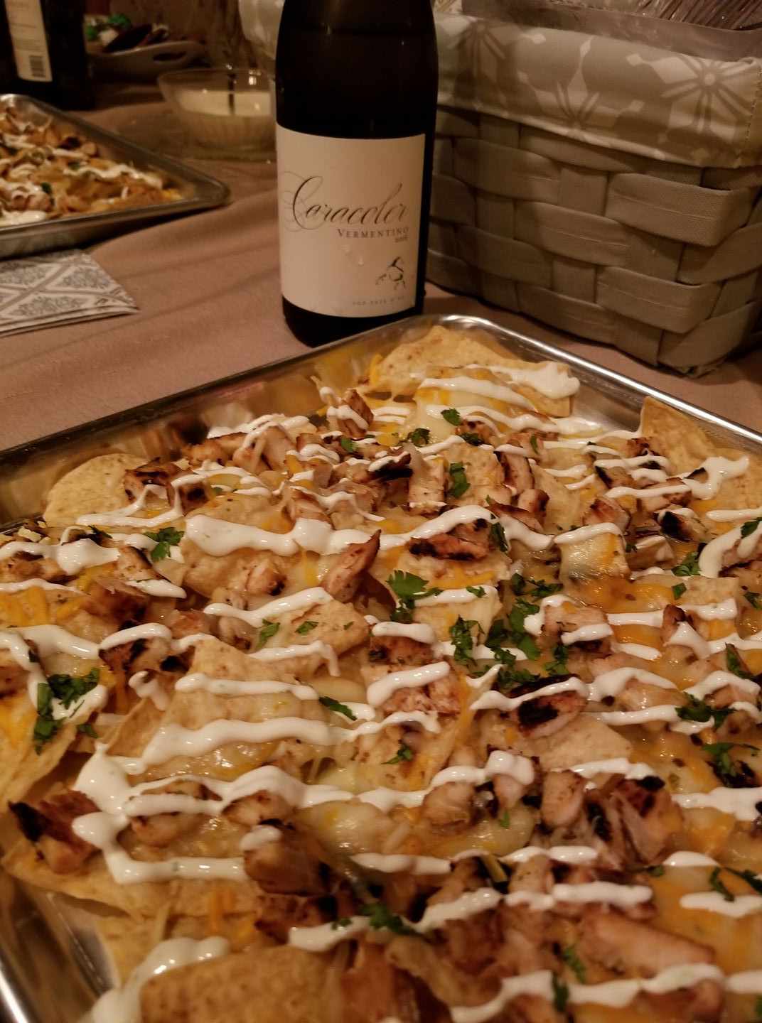 Chicken Nachos with Lime Crema