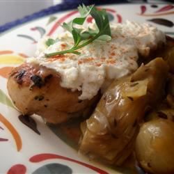 Chicken with Artichokes and Goat Cheese Sauce