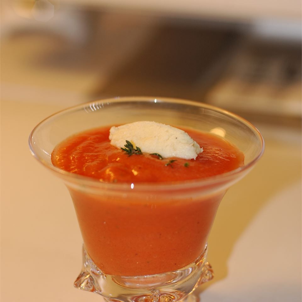 Chilled Tomato Soup with Parmesan Ice Cream