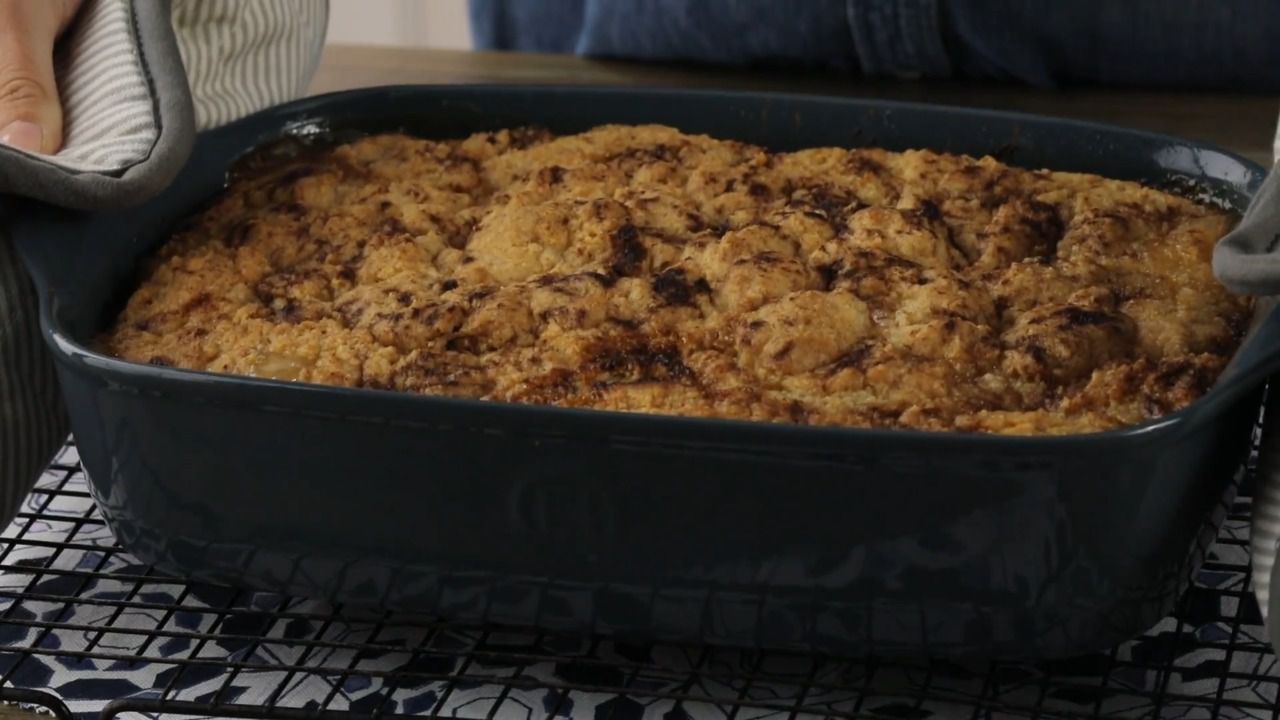 Cookie-Topped Peach Cobbler