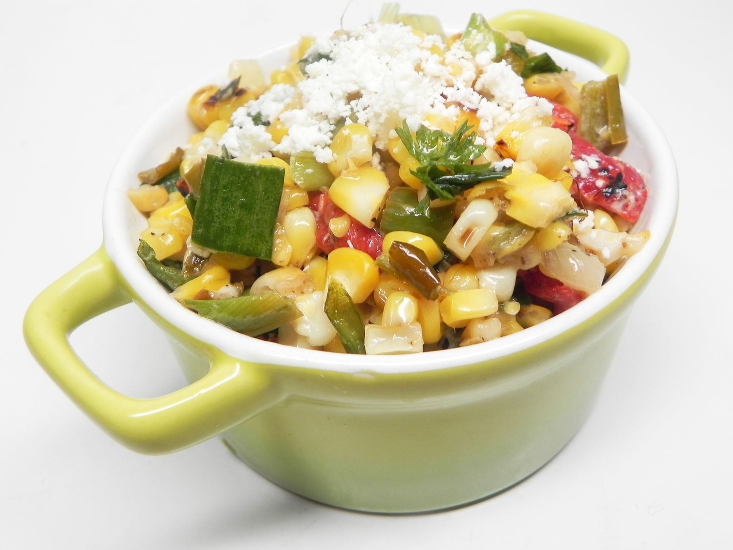 Corn with Roasted Chiles and Cotija Cheese