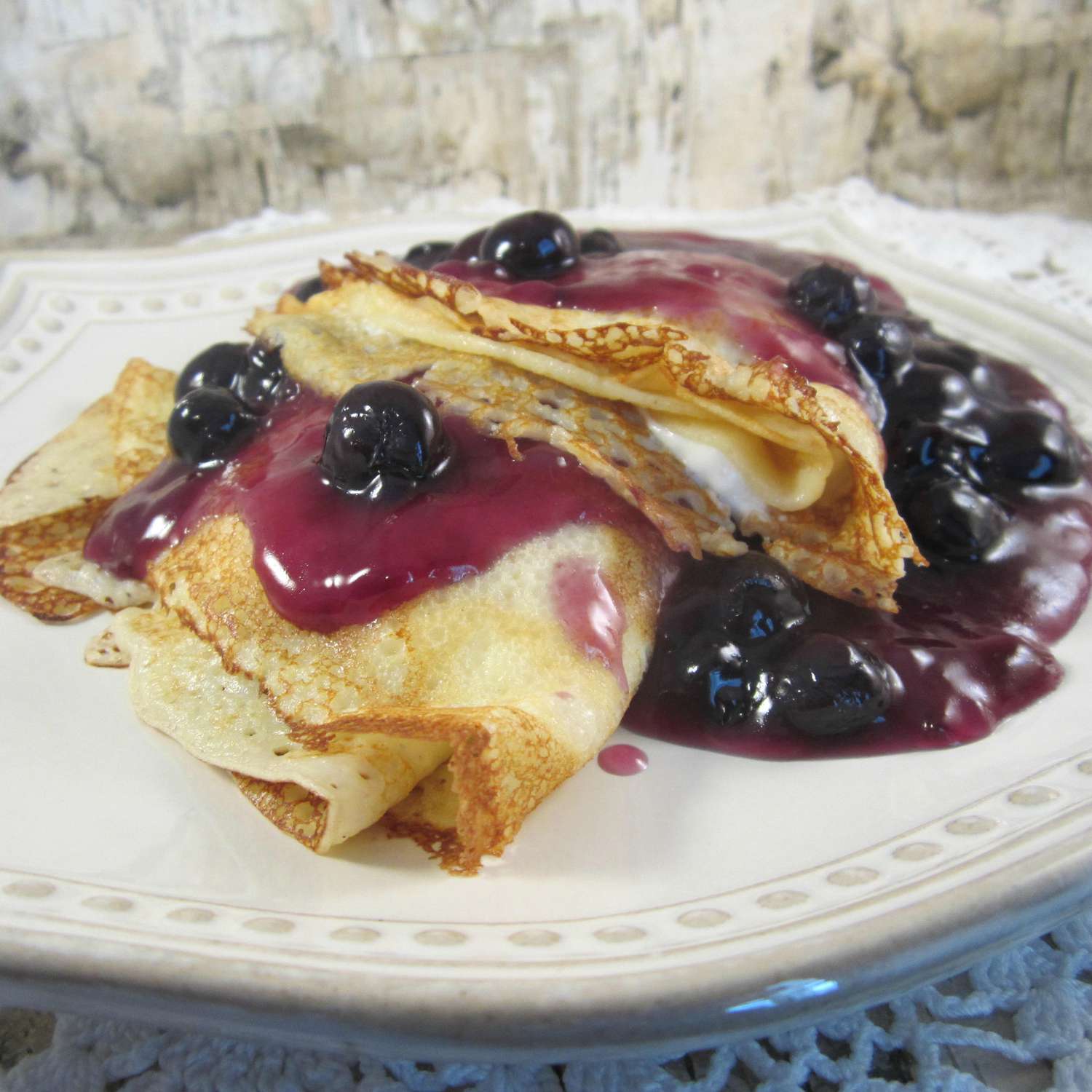 Cream Cheese Crepes with Blueberries