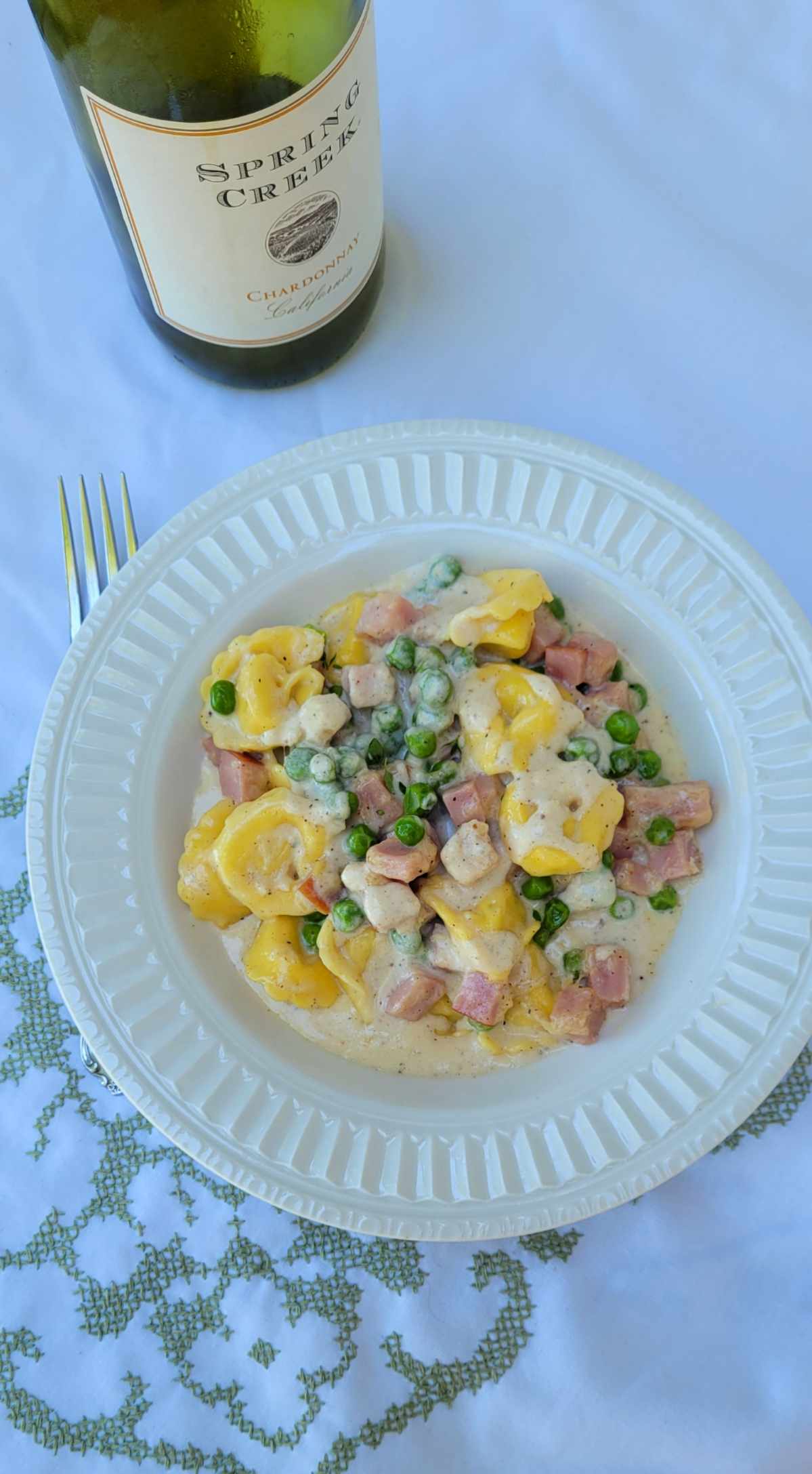 Creamy Tortellini with Ham and Peas
