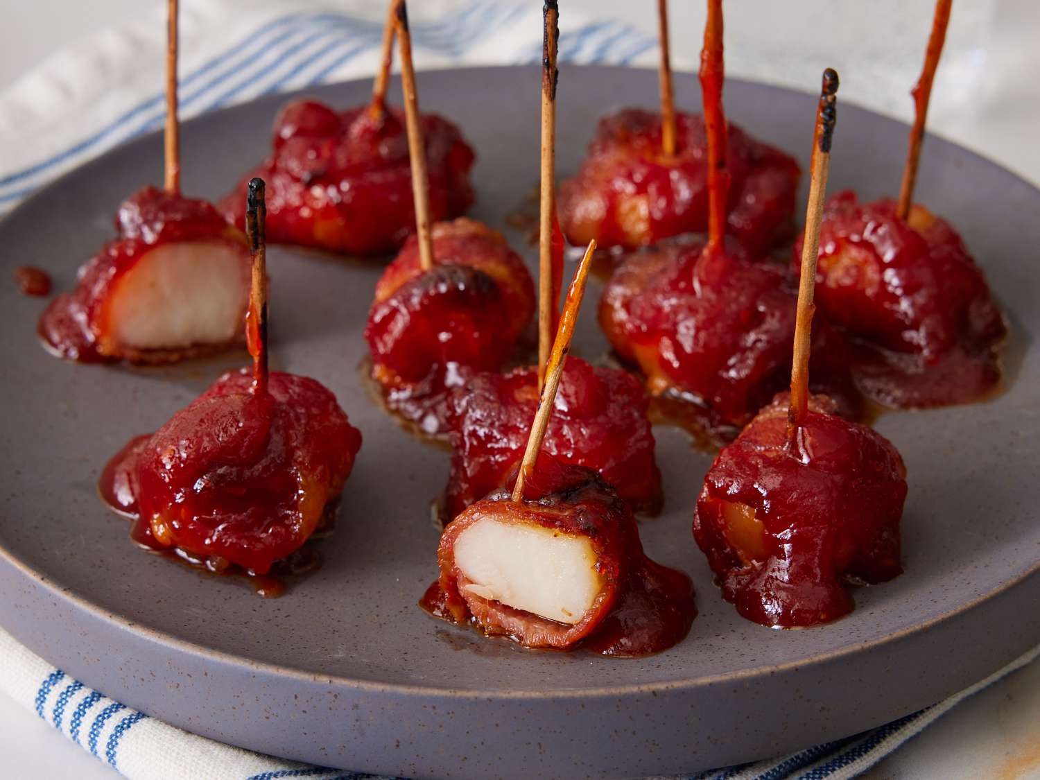 Crispy Bacon-Wrapped Water Chestnuts with Sweet Sauce