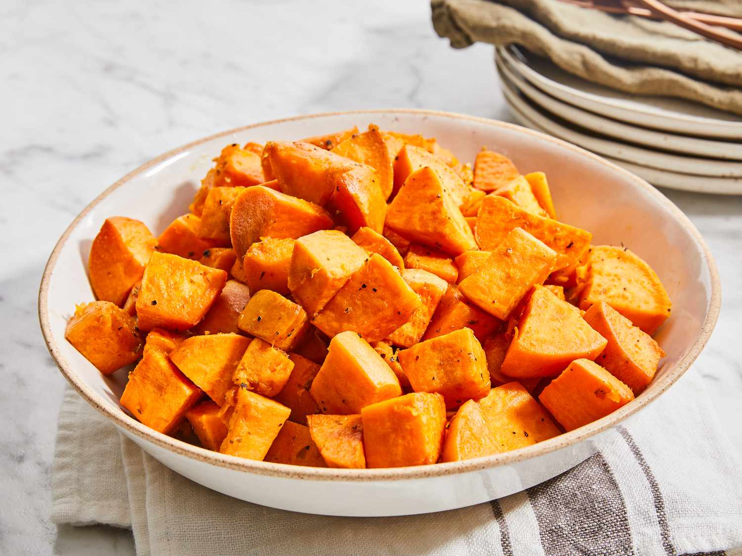 Crispy Baked Sweet Potato Cubes