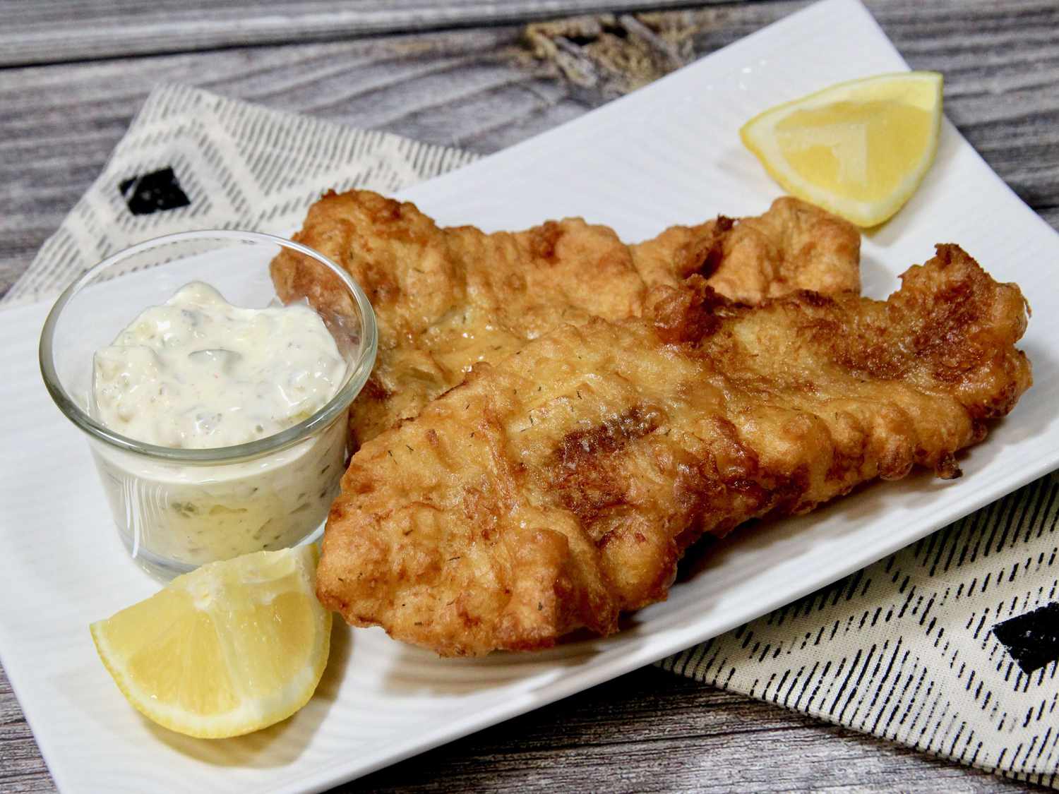 Crispy Beer-Battered Fish Fillets with Fries and Sides
