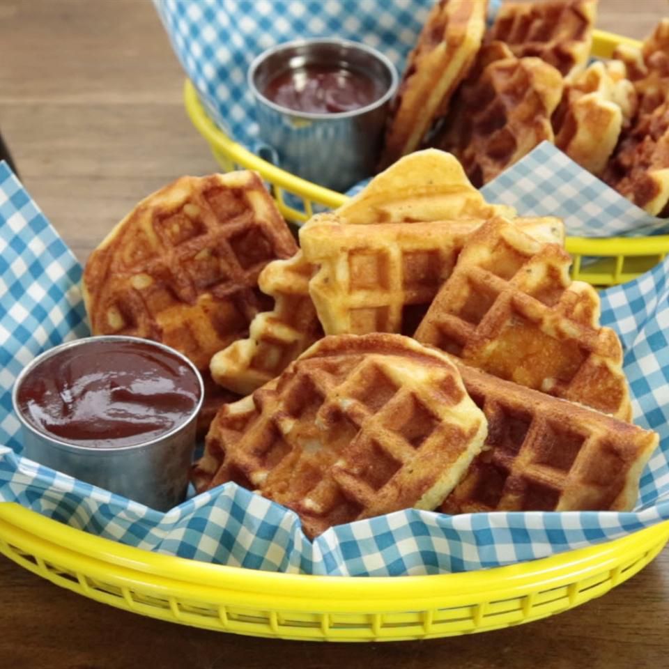 Crispy Chicken Waffle Bites