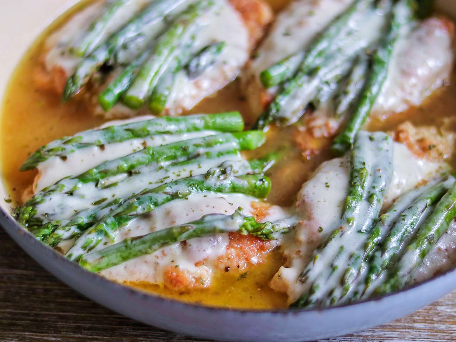 Crispy Chicken with Asparagus and Provolone